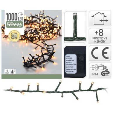GUIRLANDE LUMINEUSE  MICROCLUSTER 1000 LED BLANC CHAUD
