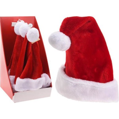 Bonnet de noël en peluche rouge 40 cm