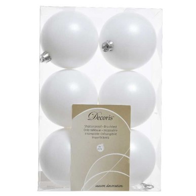 Boule de noël blanc hiver 8 cm 6 pièces incassable