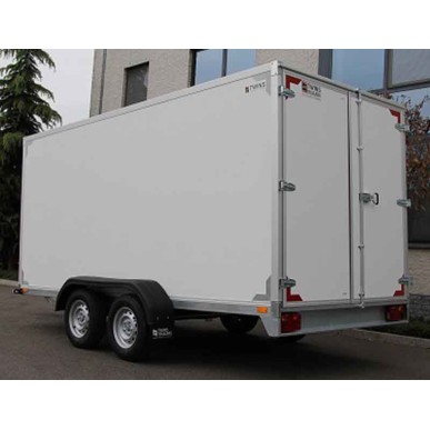 Aanhangwagen gesloten geremd 2.57x1.51x1.50m dubbel as 2000kg