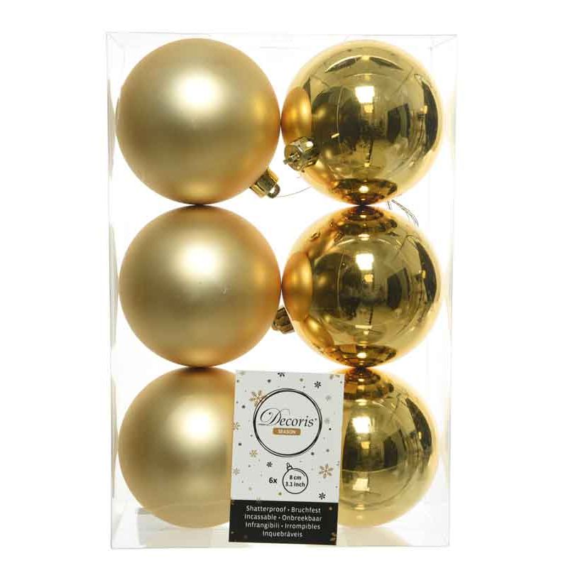 Boule de noël doré 8 cm 6 pièces incassable