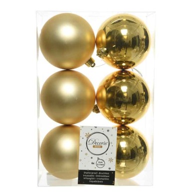 Boule de noël doré 8 cm 6 pièces incassable