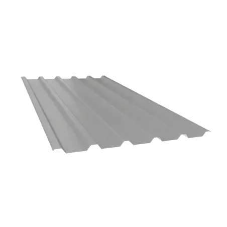Tôle profilée Metigla TR35 en RAL9006 blanc aluminium – plaque de toiture et façade durable.